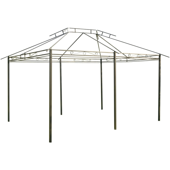 Metal Frame Gazebo With Sides, 3x4m, Black/Grey