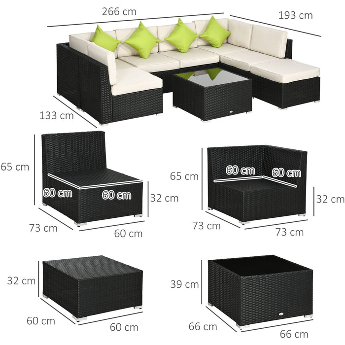 Black Rattan Corner Sofa With Coffee Table