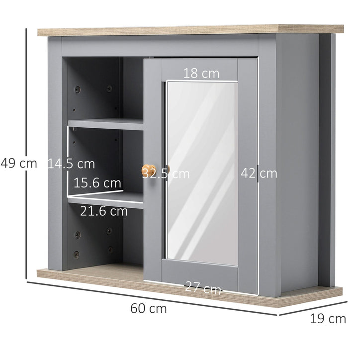 kleankin Wall Mirror Cabinet, Door, Grey