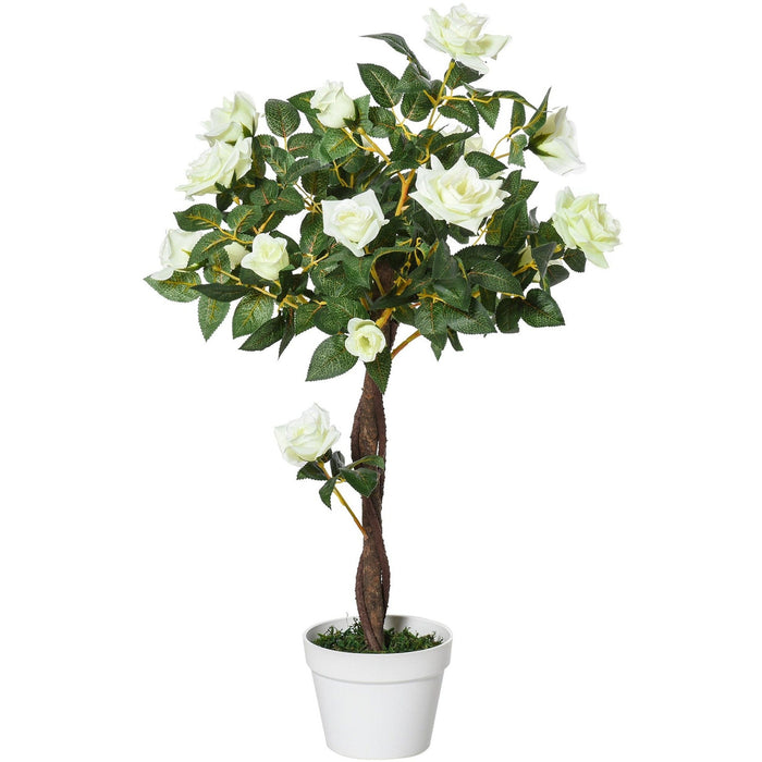 90cm Artificial Rose Tree, 21 Flowers, Indoor/Outdoor Décor