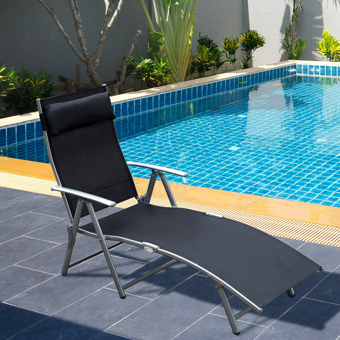 Folding Sun Lounger, Black