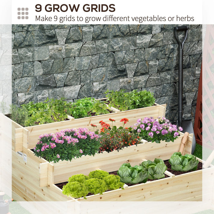 3 Tier Raised Flower Bed With 9 Grow Grids, Indoor/Outdoor