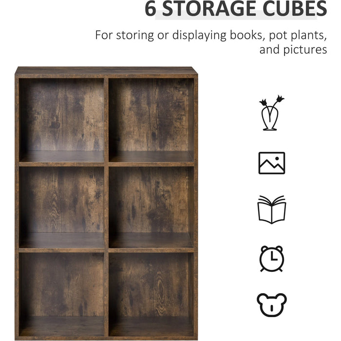 Rustic Brown 6 Cube Bookcase