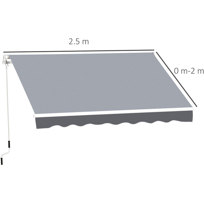 Manual Awning For Patio, 2.5m x 2m, Retractable, Grey
