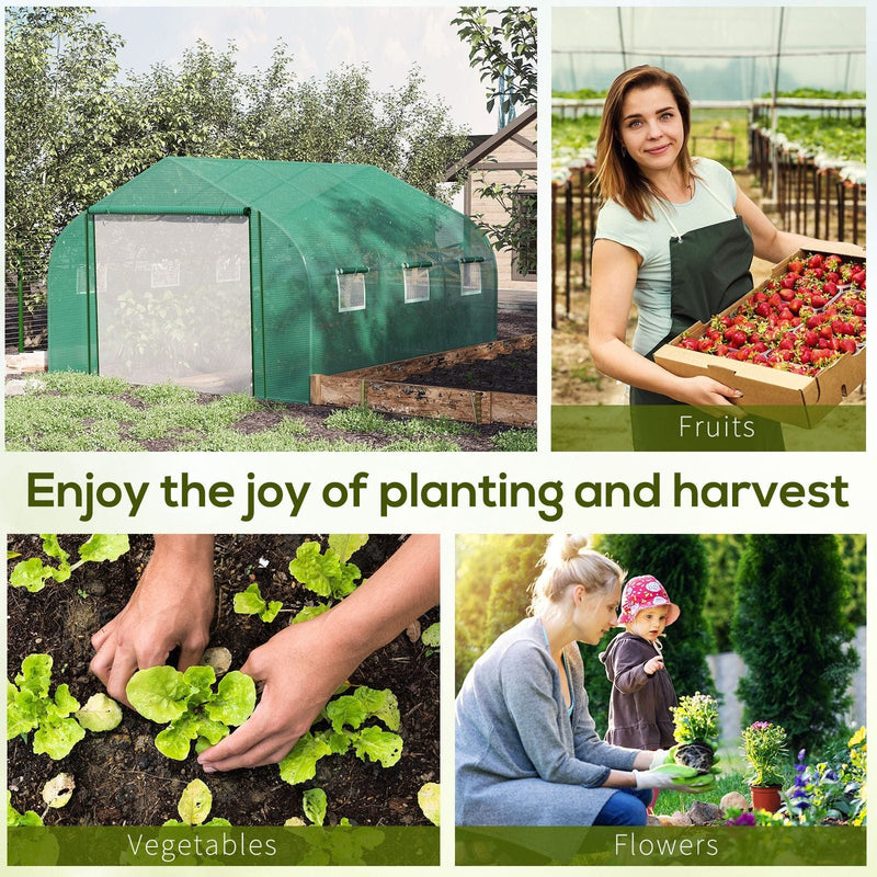 Spacious Walk In Greenhouse, PE Cover, 6 Windows, 3.5x3x2m