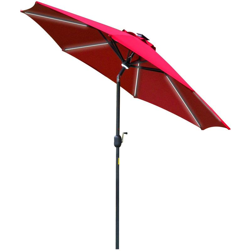 2.7m Garden Parasol With Lights, Tilt, Crank, Summer Shade