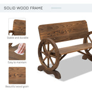 Rustic Wagon Wheel Bench (2 Seater) Outsunny