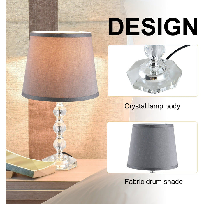 Crystallite Table Lamp, Fabric Shade, Glass Base