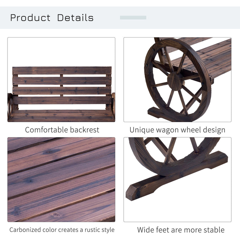 Wagon Wheel Garden Bench Outsunny