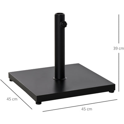 Metal Parasol Stand - Adjustable Knob, Black Outsunny