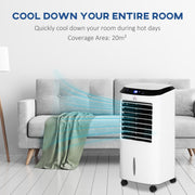 HOMCOM Portable Air Cooler, Evaporative Anion Ice Cooling Fan Water Conditioner Humidifier Unit w/3 Speed, Remote Controller, Timer for Home Bedroom Homcom