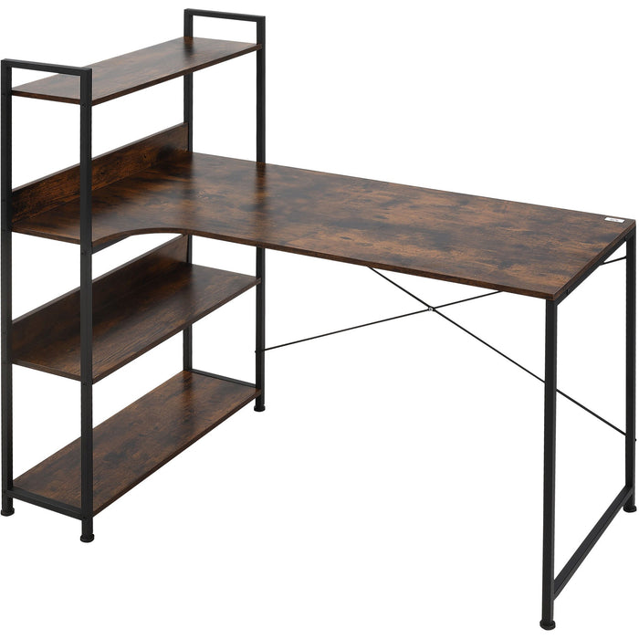 Retro Desk With Shelves, Metal Frame Home Office Workstation