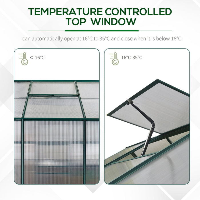 6x6 Polycarbonate Greenhouse, Custom Interior, Aluminium Frame