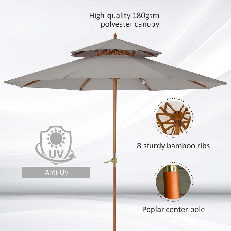 Large Outdoor Umbrella, 2.7m, 2 Tier