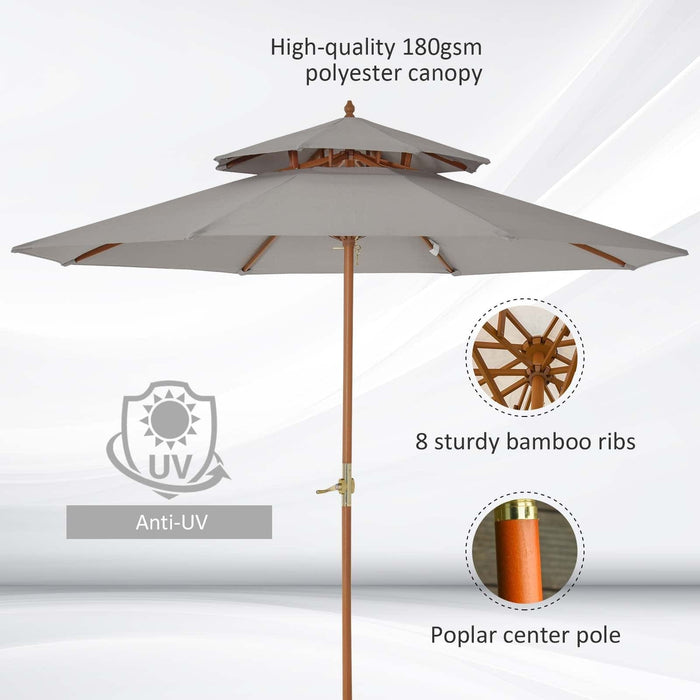 Large Outdoor Umbrella, 2.7m, 2 Tier