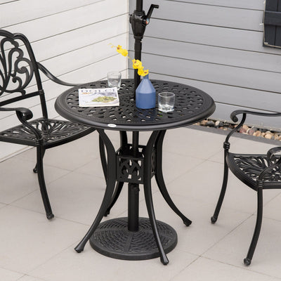 Round Garden Table with Parasol Hole Outsunny