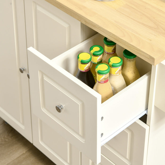 Drop-Leaf Kitchen Cart on Wheels with Storage