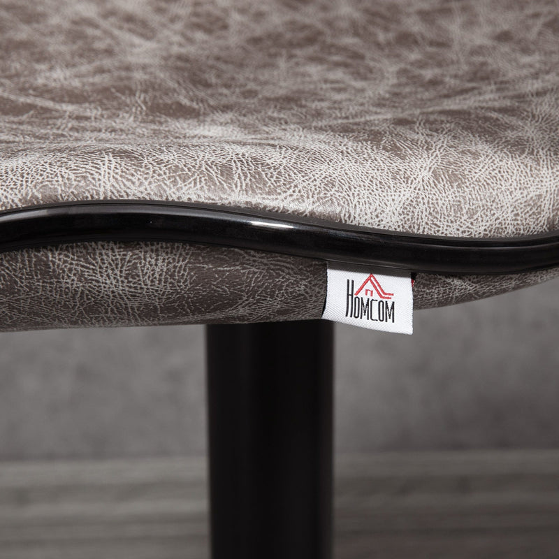 Set of 2 Kitchen Bar Stools, Grey Microfiber