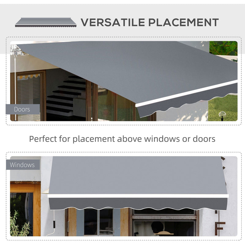 Manual Awning For Patio, 2.5m x 2m, Retractable, Grey