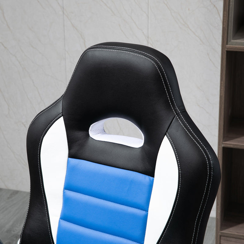Blue Leather Racing Gaming Chair