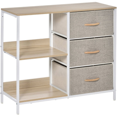 Beige 3 Drawer Dresser With 2 Shelves Homcom