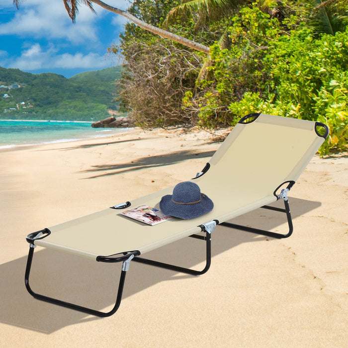 Folding Sun Lounger, 5 Point Adjustable Back