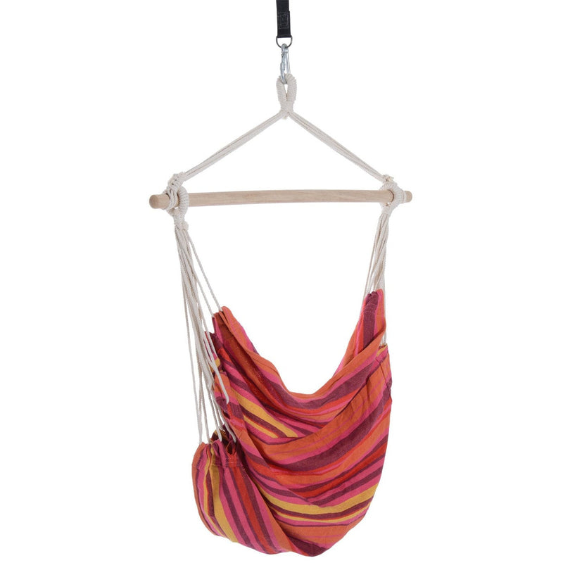 Rope Chair Hammock, Garden Patio Swing, Wooden, Cotton