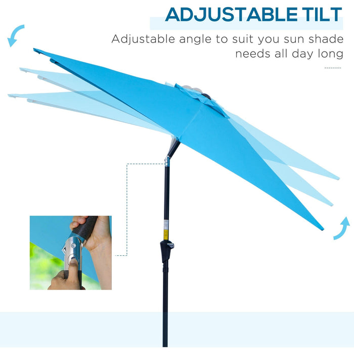 2.7M Tilting Parasol, Outdoor Sun Shade, Aluminium Frame