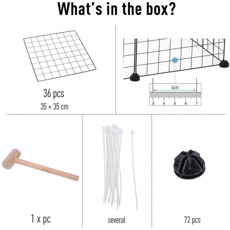 Metal Wire Guinea Pig & Rabbit Playpen, 36 Panels, Black