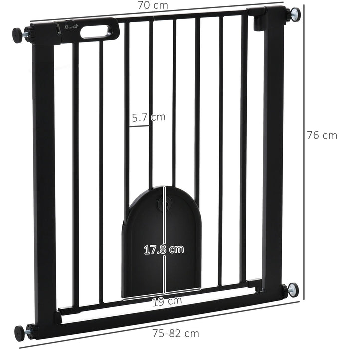 PawHut 75-82cm Black Pet Safety Gate