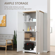 HOMCOM 172cm Wooden Storage Cabinet Cupboard With 2 Doors 4 Shelves White Pantry Closet Homcom