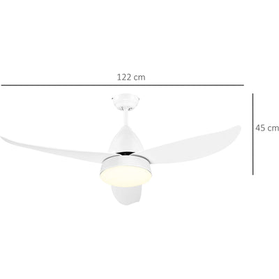 3-Blade Indoor Ceiling Fan with Light, Reversible, Remote Homcom