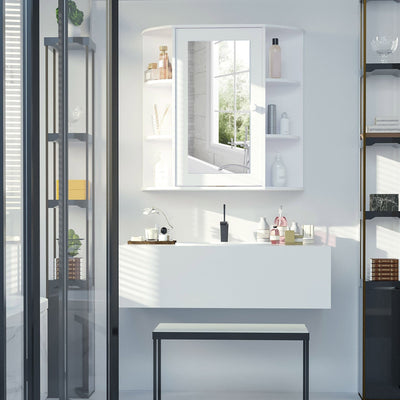 White Bathroom Wall Cabinet, 66W x 17D x 63H cm Kleankin