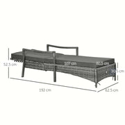 Contemporary Rattan Sun Lounger With Cushion Outsunny