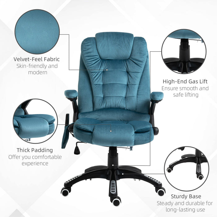 Blue Velvet Heated Massage Chair