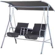 2 Seater Garden Swing Chair With Tilting Canopy & Storage Outsunny