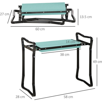 Foldable Garden Seat with Kneeling Pad Bench - Green Outsunny