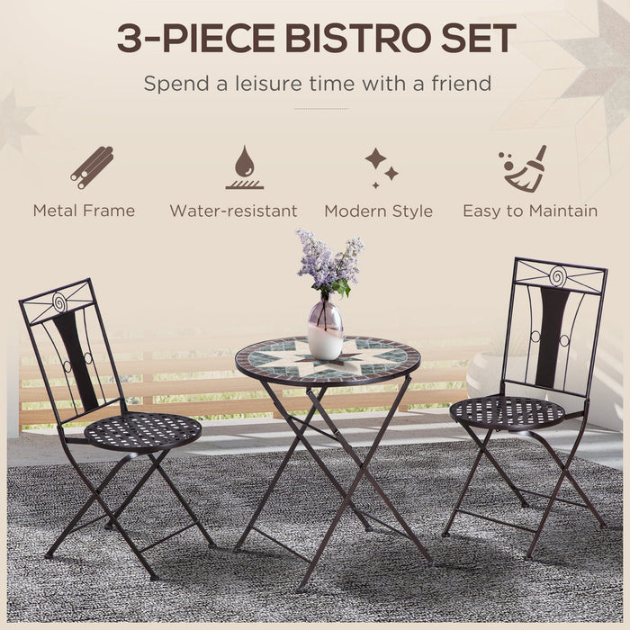 Folding Mosaic Patio Bistro Set