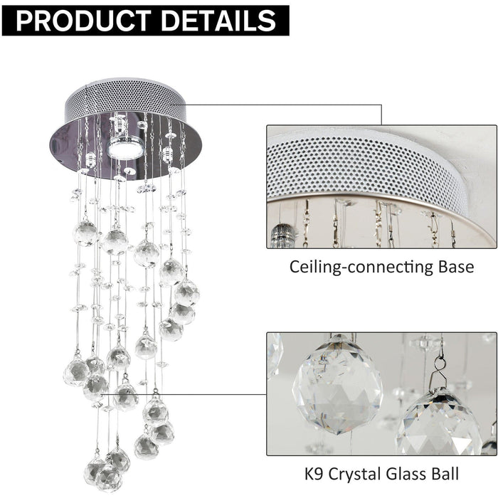 Elegant Spiral Crystal Pendant Lamp, Silver