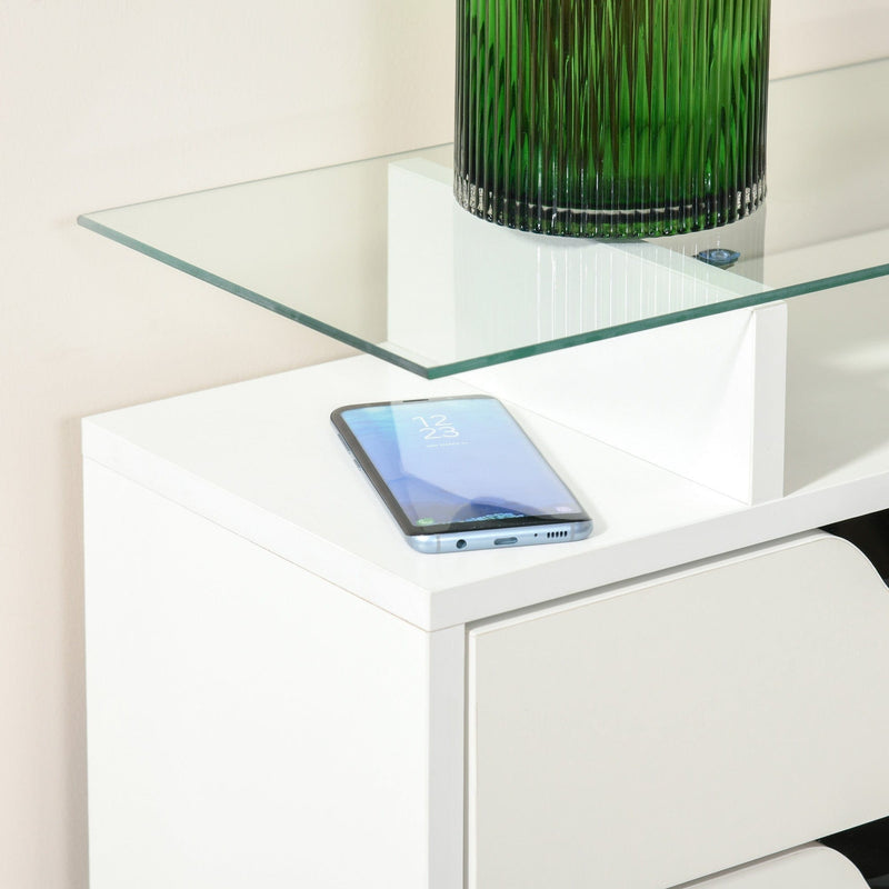 High Gloss Shoe Cabinet - 3 Drawers, Holds 14 Pairs