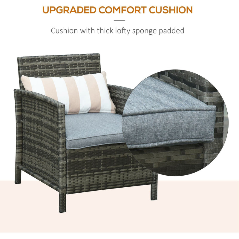 Rattan Garden Bistro Set With Comfy Armchairs