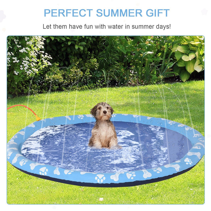 170cm Dog Sprinkler Splash Pad, Non-slip, Blue