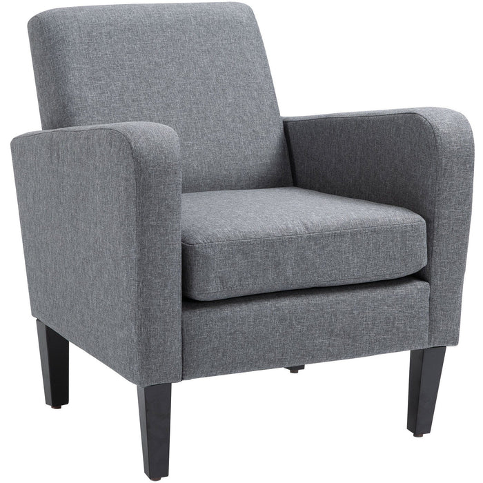 Grey Linen Single Armchair with Padded Seat