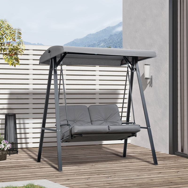 Garden Swing Chair 2 Seater, Grey Outsunny