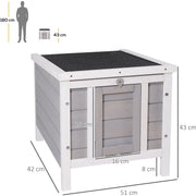 PawHut Wooden Rabbit Hutch Bunny Puppy Cage Guinea Pig Hutch, Rabbit Hideaway, Cat House, Pet Habitat Small Animals Ferret 51 x 42 x 43 cm, Grey Pawhut