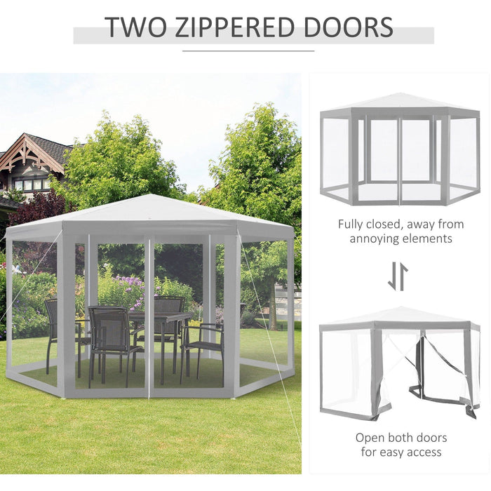 Hexagonal Gazebo With Mesh Sides, 4x4m