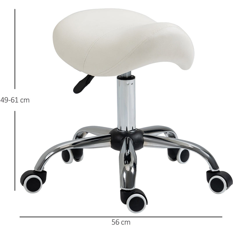 Cream Cosmetic Salon Stool With Wheels