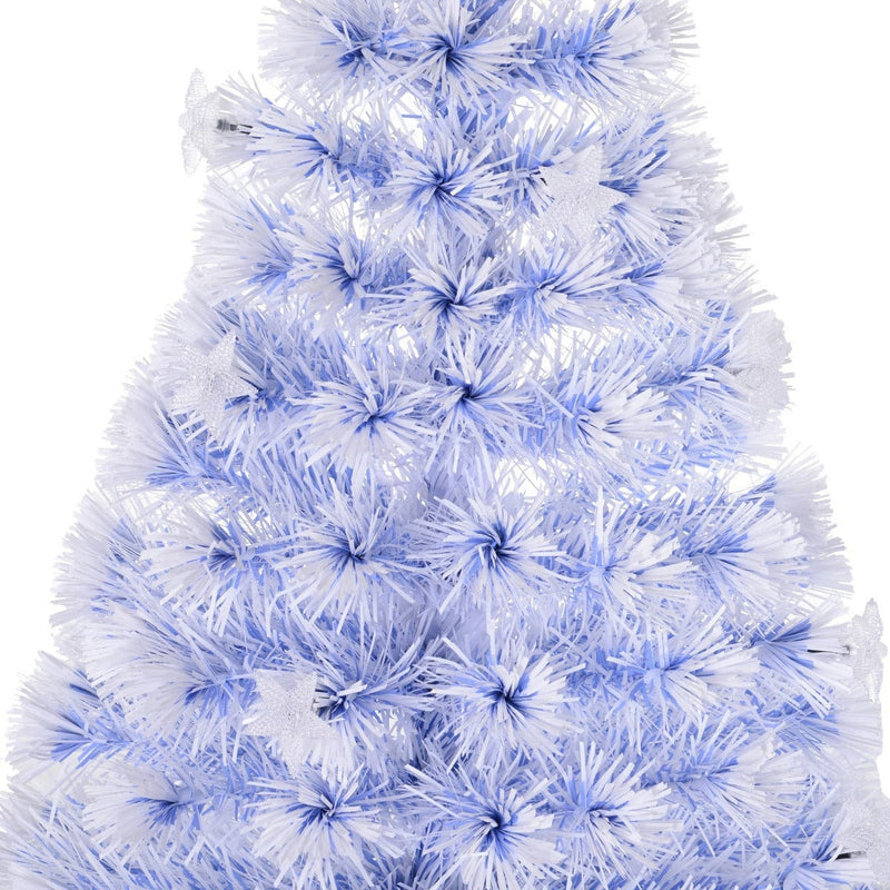 Artificial Fibre Optic Christmas Tree w/ 26 LED Lights Pre-Lit White Blue 4FT