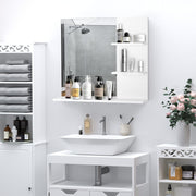 kleankin Modern Bathroom Mirror, Wall-mounted Vanity Mirror with 3 Tiers Storage Shelves for Make Up, White Kleankin