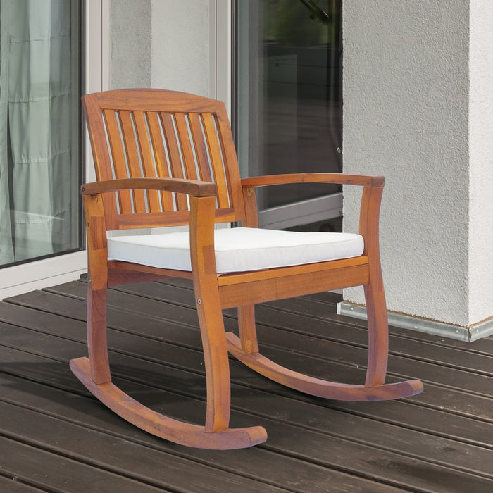 Acacia Wood Garden Rocking Chair with Cushion